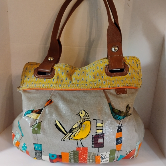 Fossil Key Per City Birds Fabric/Canvas Purse - Picture 1 of 16